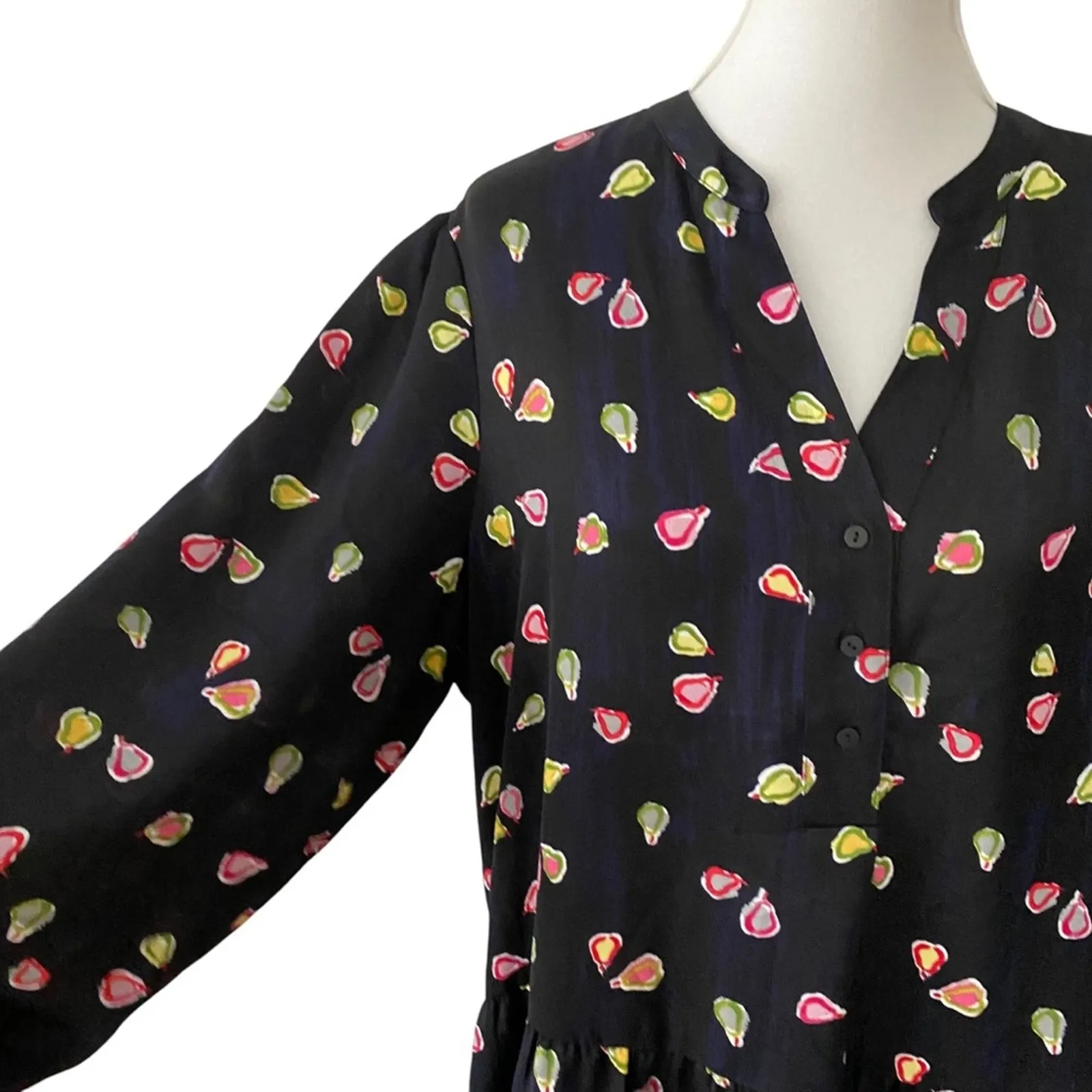 NIC+ZOE Dress XL Long Sleeve Mini Boho Party Pears Shirtdress Relaxed Bohemian - Image 6