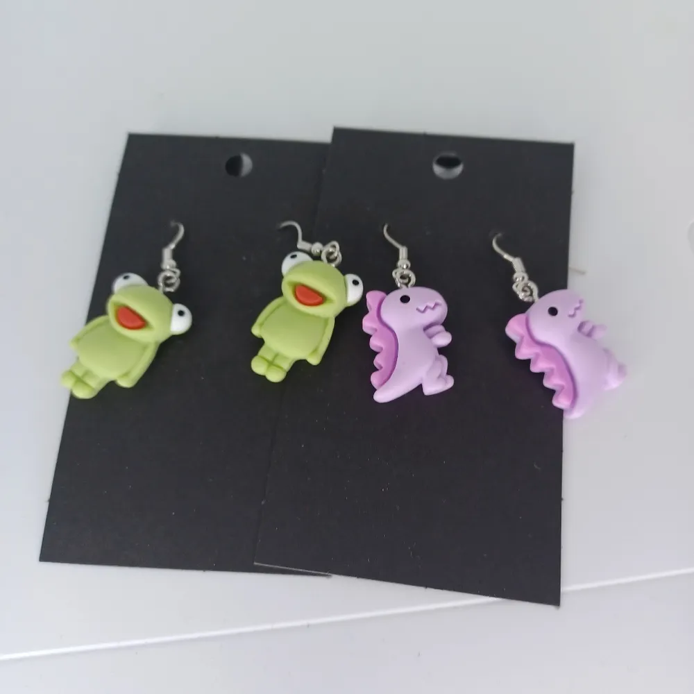 Handmade  Frog and Dinosaur Earrings - Image 2