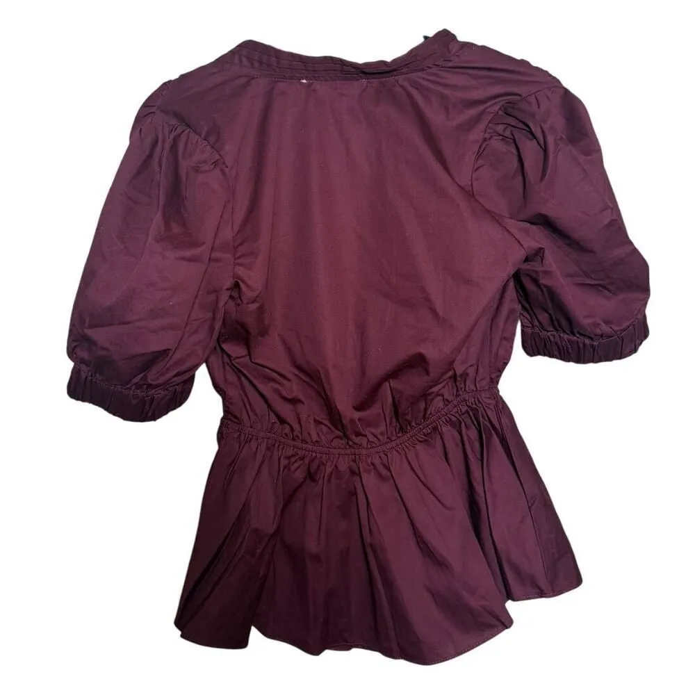 Tuckernuck Hyacinth House Piper Tie Front Top in Burgundy Sz. S - Image 5