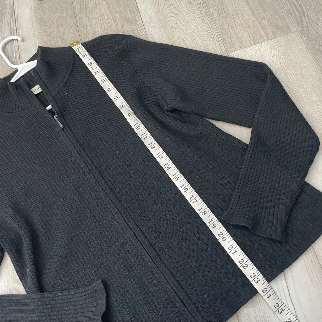 Eddie Bauer Sweater wool collared full zip womens Black (large) classic preppy - Image 6