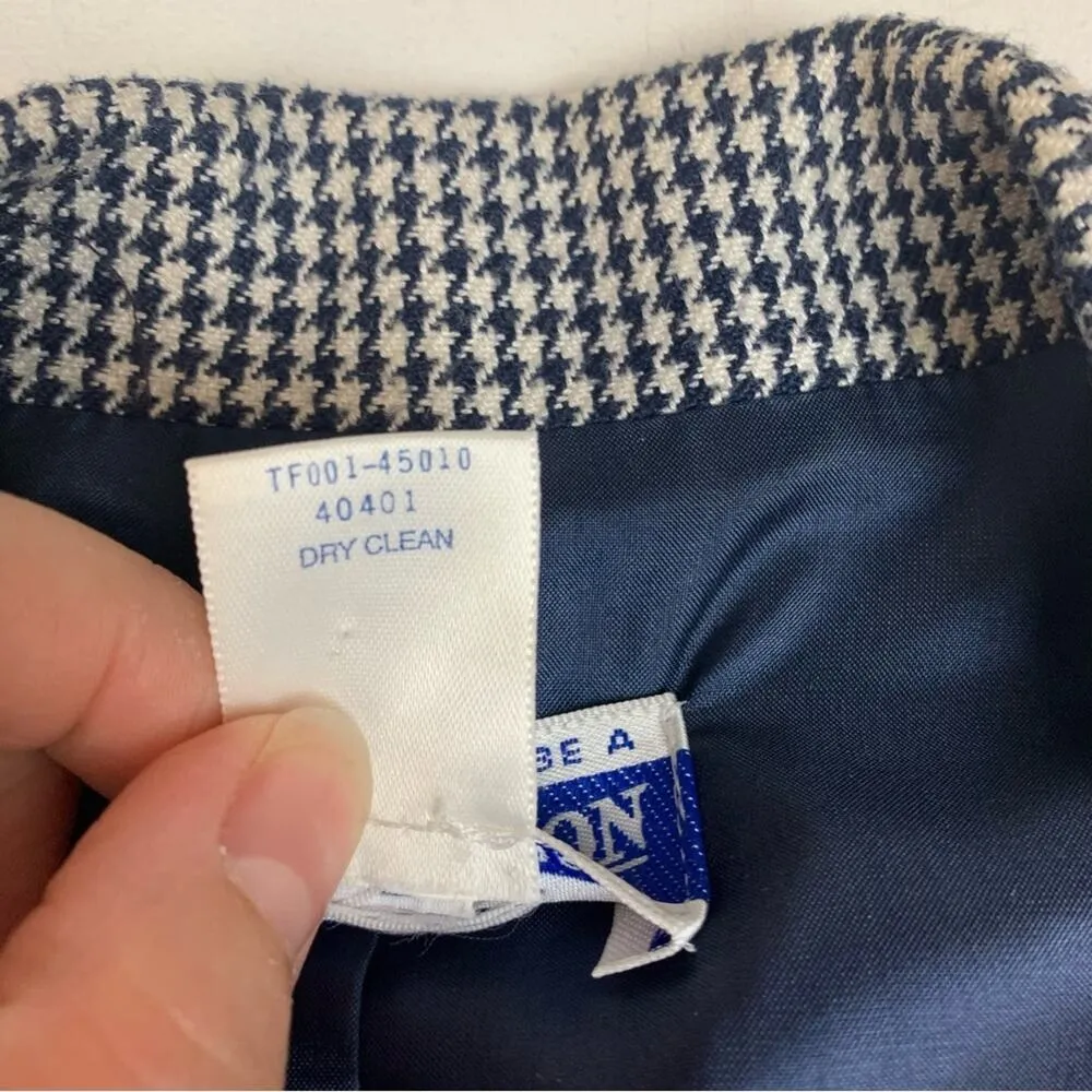 Pendleton womens 14 16 two piece suit skirt set houndstooth navy white show blaz - Image 9