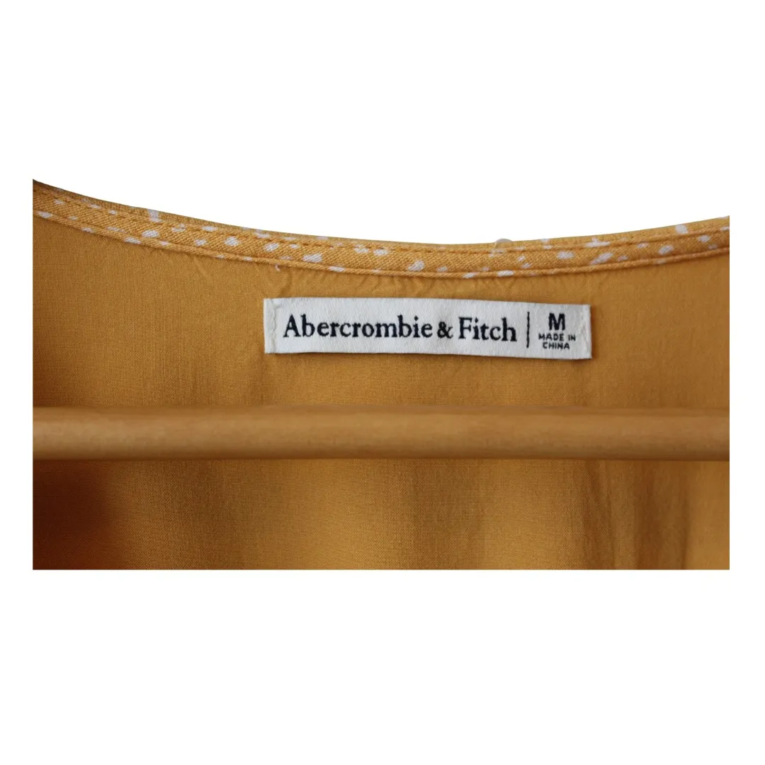 Abercrombie & Fitch Yellow Orange Mini Short Sleeve Bow V-neck Dress Size Medium - Image 3