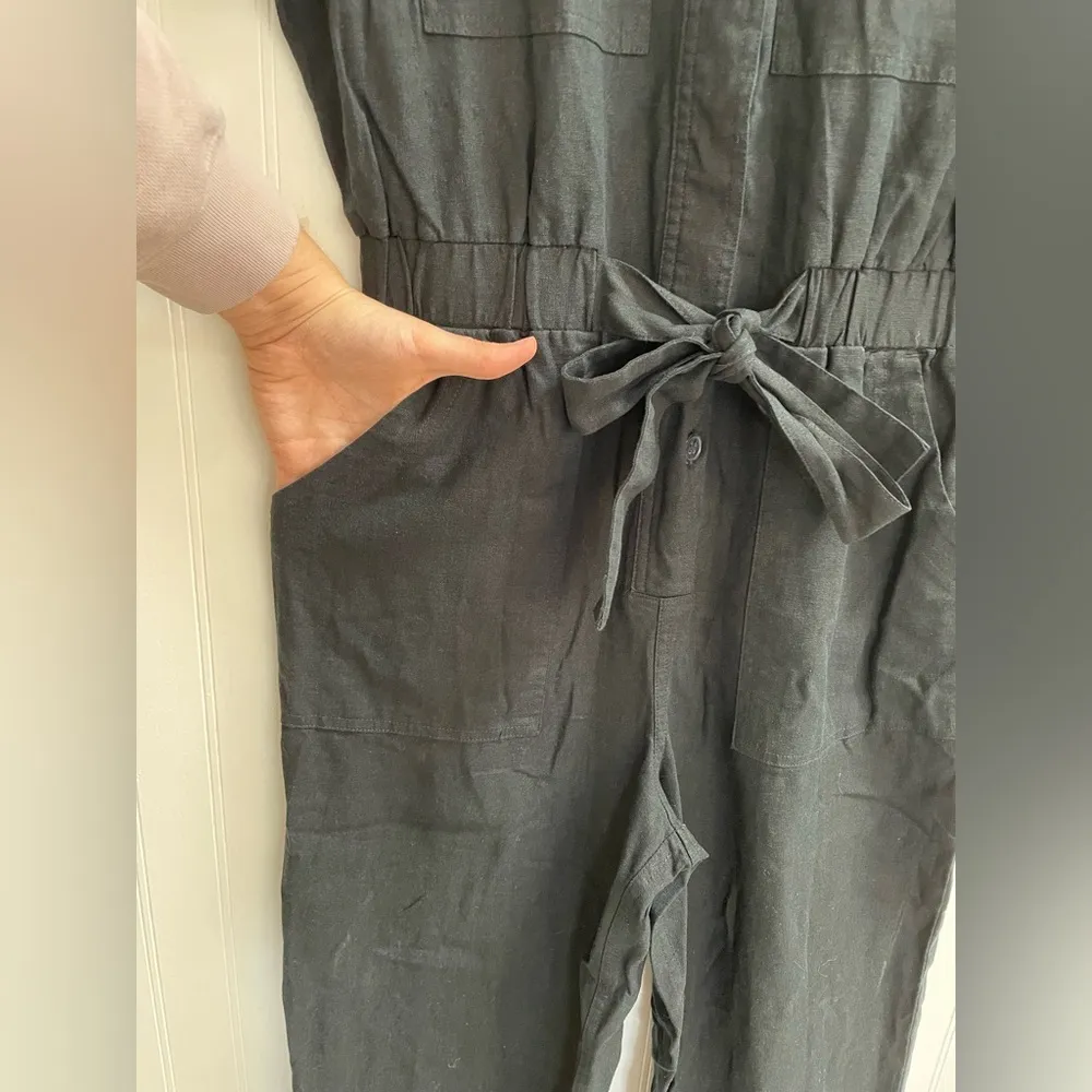 UNIVERSAL THREAD Short Sleeve Linen Boilersuit Jumpsuit in Black Size 2 NWT - Image 11