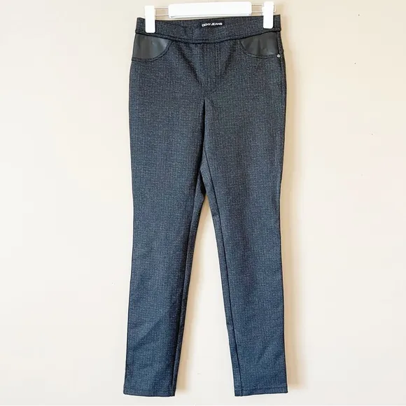 DKNY JEANS | Charcoal Gray Faux Leather Embellished Skinny Pants Sz XS - Image 2