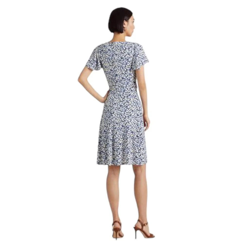 Ralph Lauren Black Label Floral Print Surplice Stretch Jersey Dress in Purple - Image 4