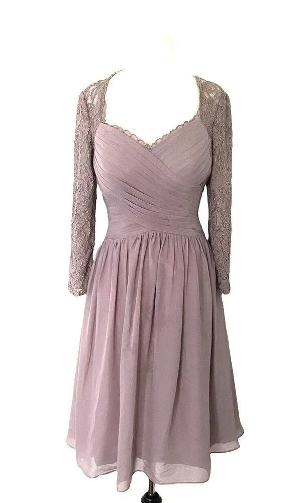 JJs House A Line Sweetheart Knee Length Lace Chiffon Cocktail Dress Ruffle Sz 8 - Image 1