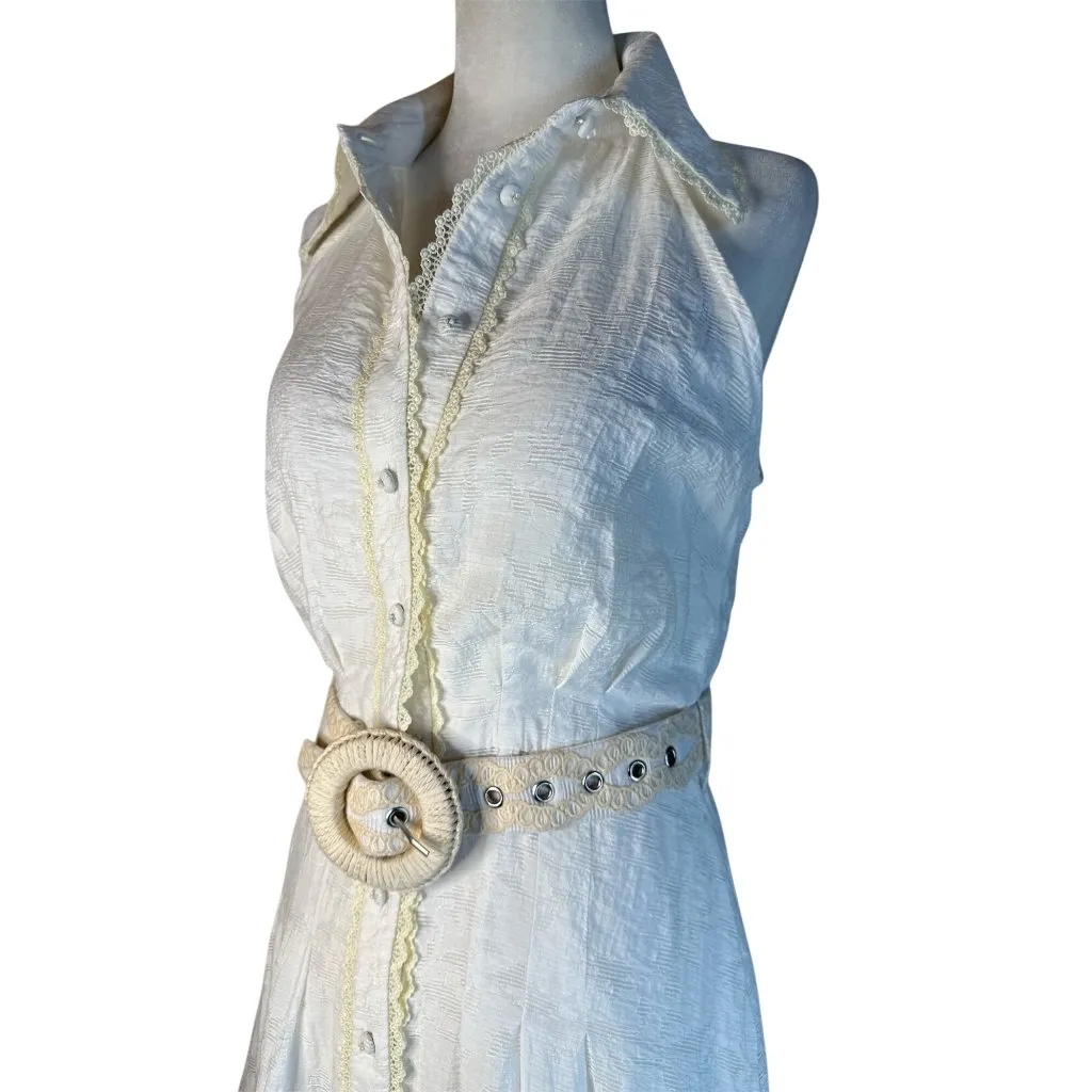 HEMANT AND NANDITA Tora Long Belt Buckle Dress in White X-Small New Maxi Gown - Image 7