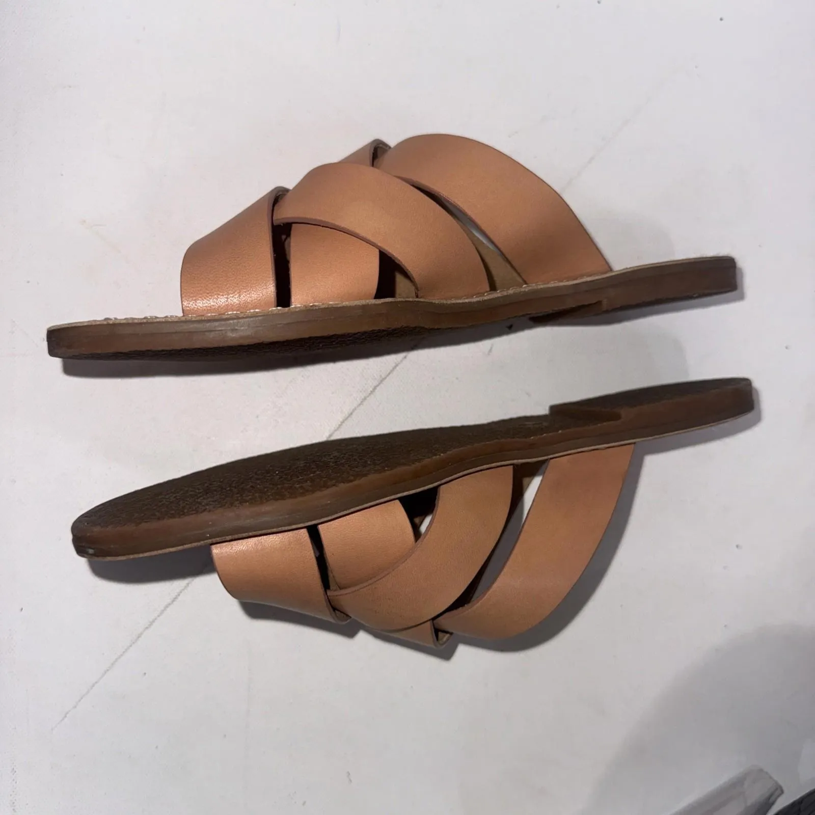 Madewell Boardwalk Woven Leather Minimalist Slides Sandals Tan Brown Size 6 - Image 10