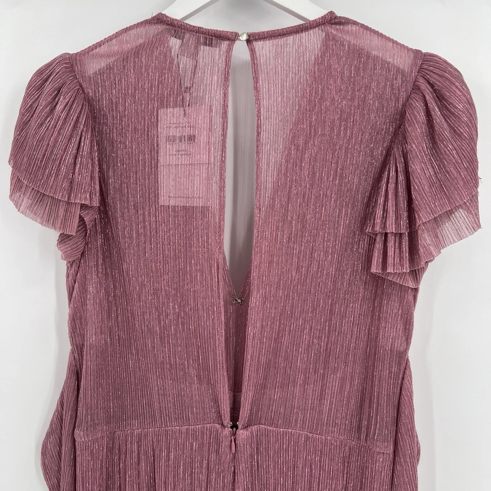 Sabina Musayev Donni Metallic Jumpsuit Antique Rose Pink Wide Leg Size Large NWT - Image 7