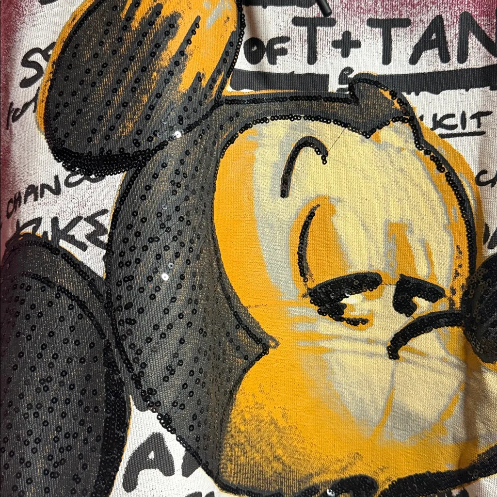 Mickey Graphic Hoodie with sequins Red Size L - Image 4