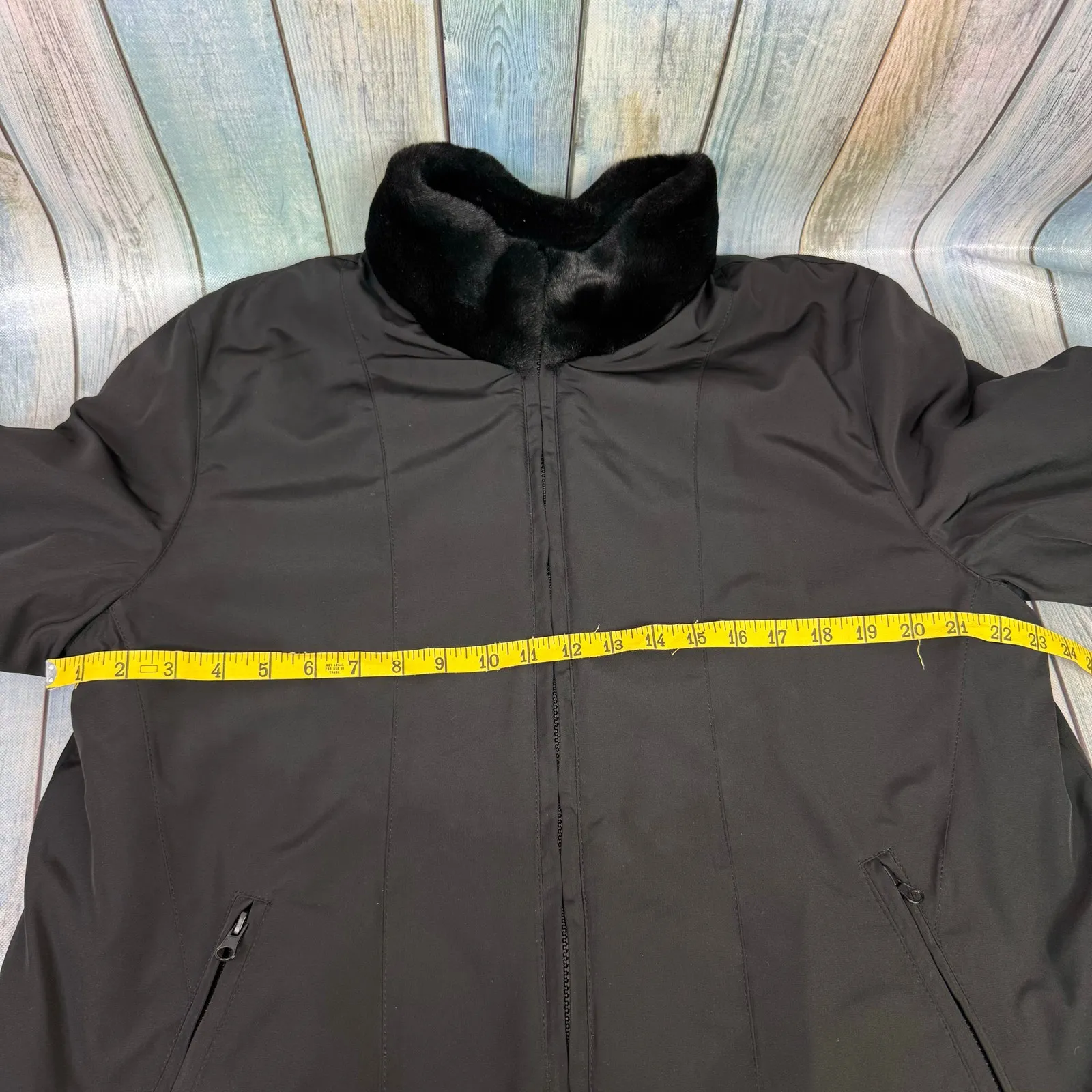 Westbound Vintage Faux Fur Black Coat Reversible Medium Raincoat Winter Jacket - Image 6