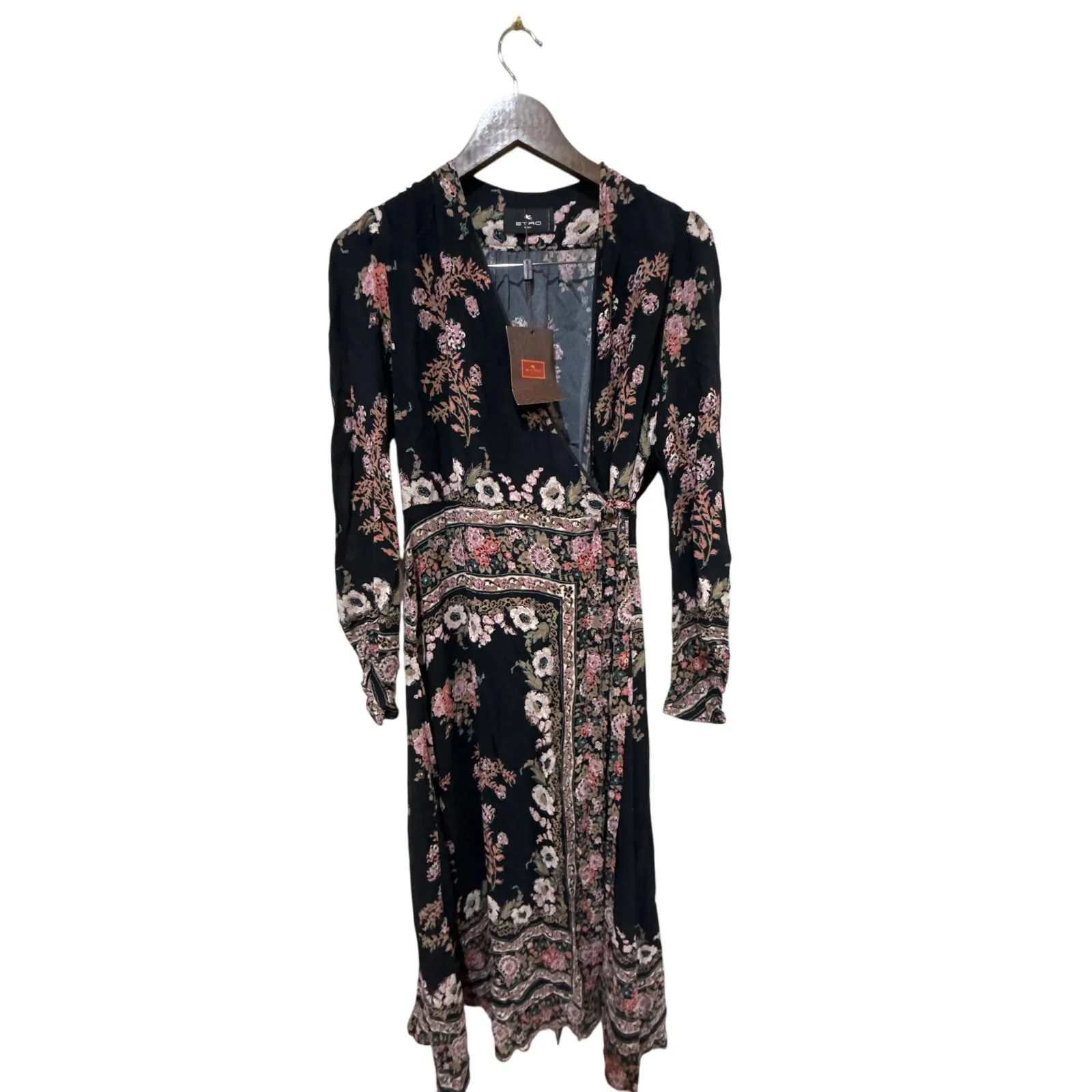 Etro Floral Paisley Print Wraparound Midi Dress Size 6‎ - Image 12