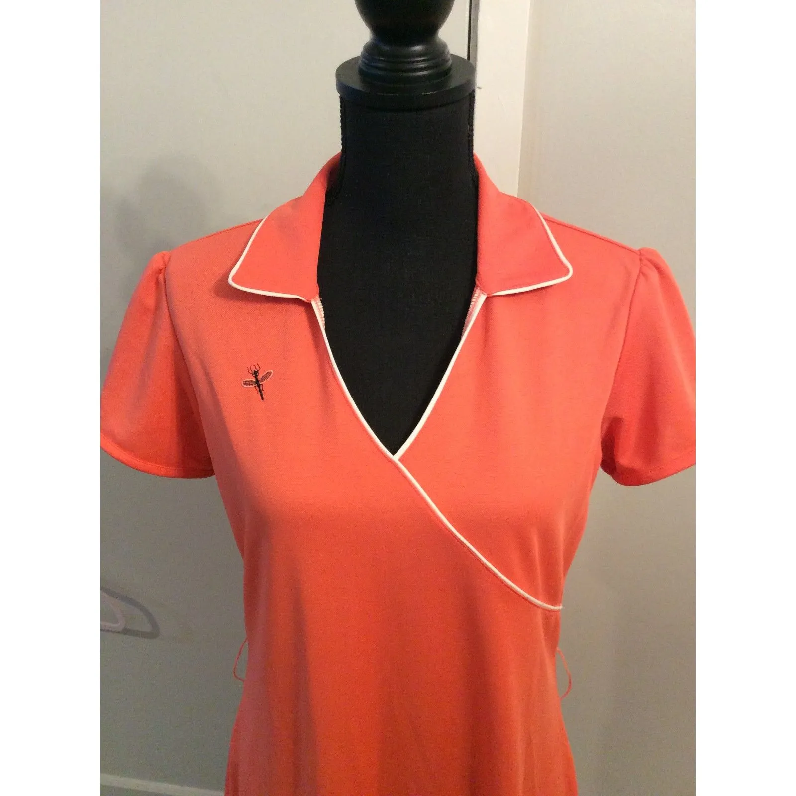 Lady Hagen Coral Dragonfly Golf Dress V Neck Women's size Medium M Hydro-Dri - Image 2