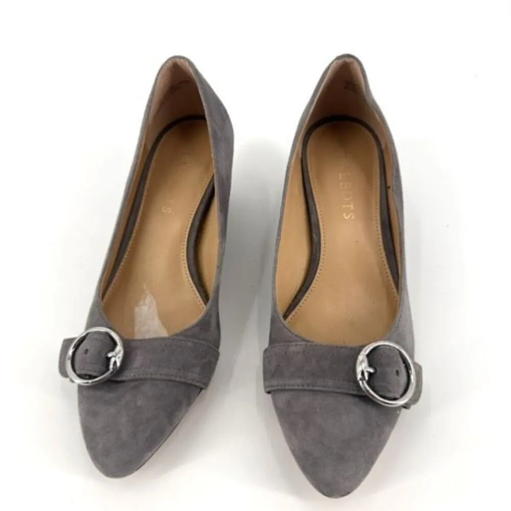 Talbots‎ Women's Laney Kendall Suede Almond Toe Buckle Wedge Heels Gray Size 6 - Image 3