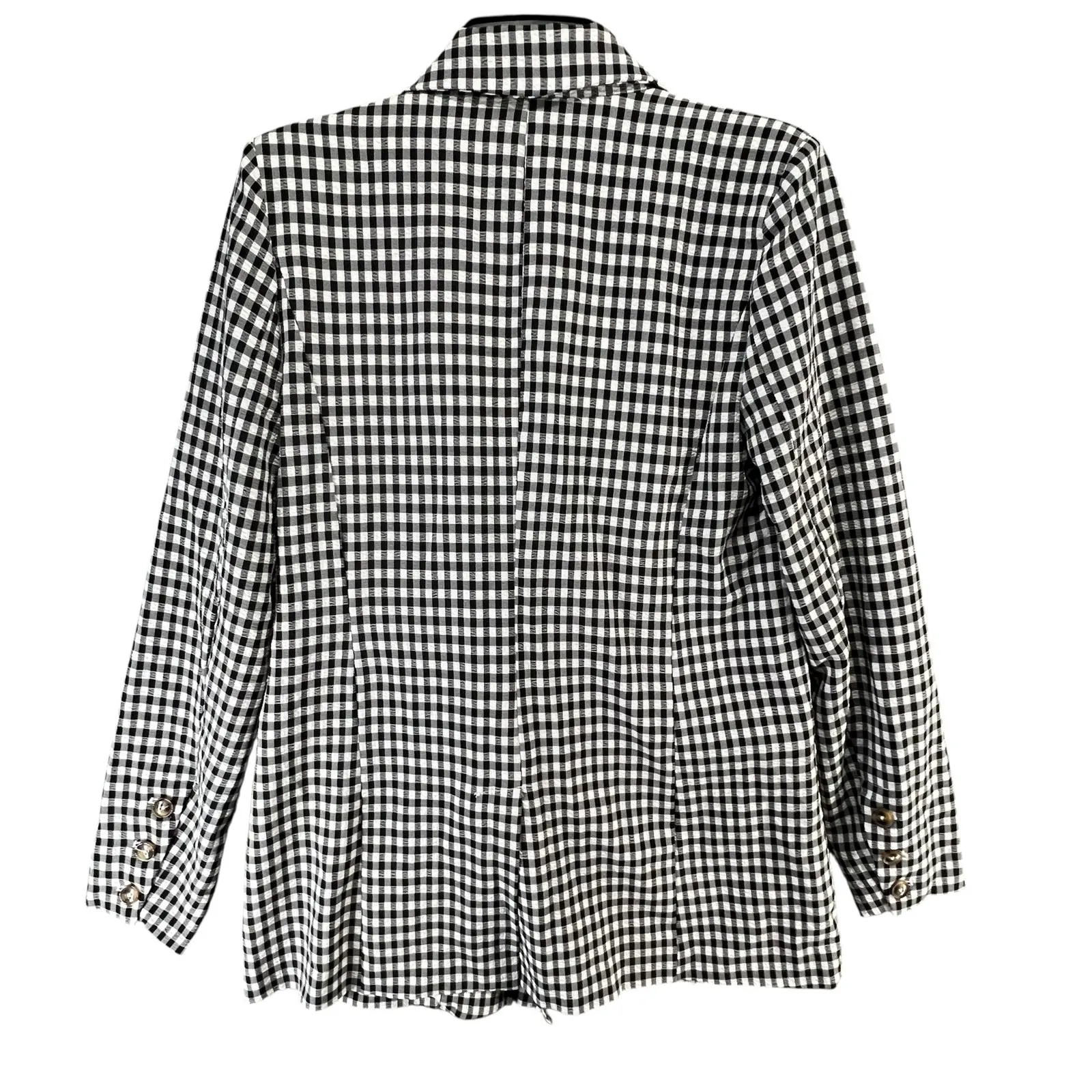 Olivaceous Blazer Jacket S Black White Gingham Check Pockets Preppy Corpcore - Image 6