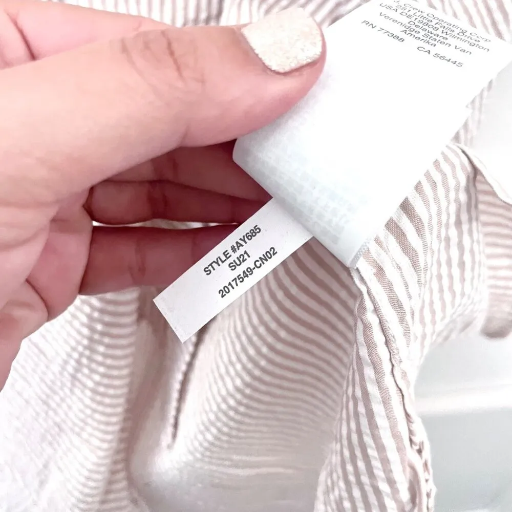 NWT J Crew Classic Fit Shirt in Seersucker Tan Taupe Long Sleeve Size 16 - Image 8