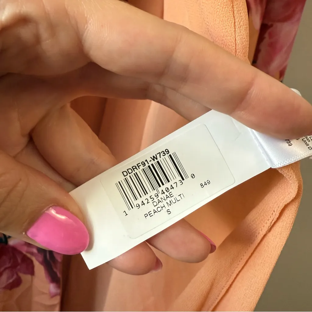 Dress The Population Danae Floral Maxi Dress Gown Peach Multi S - Image 7