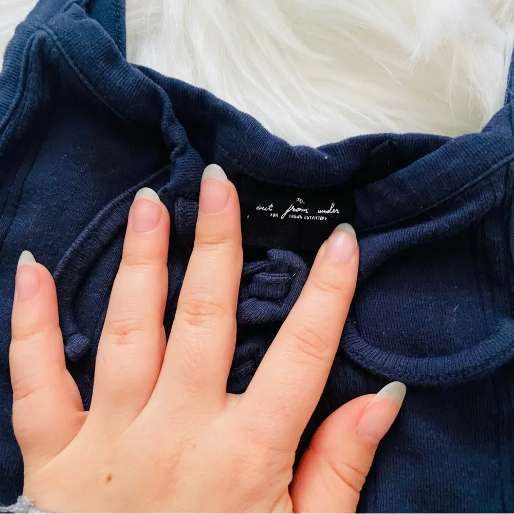 Urban outfitters out from under navy micro tie up crop lounge top - Image 2