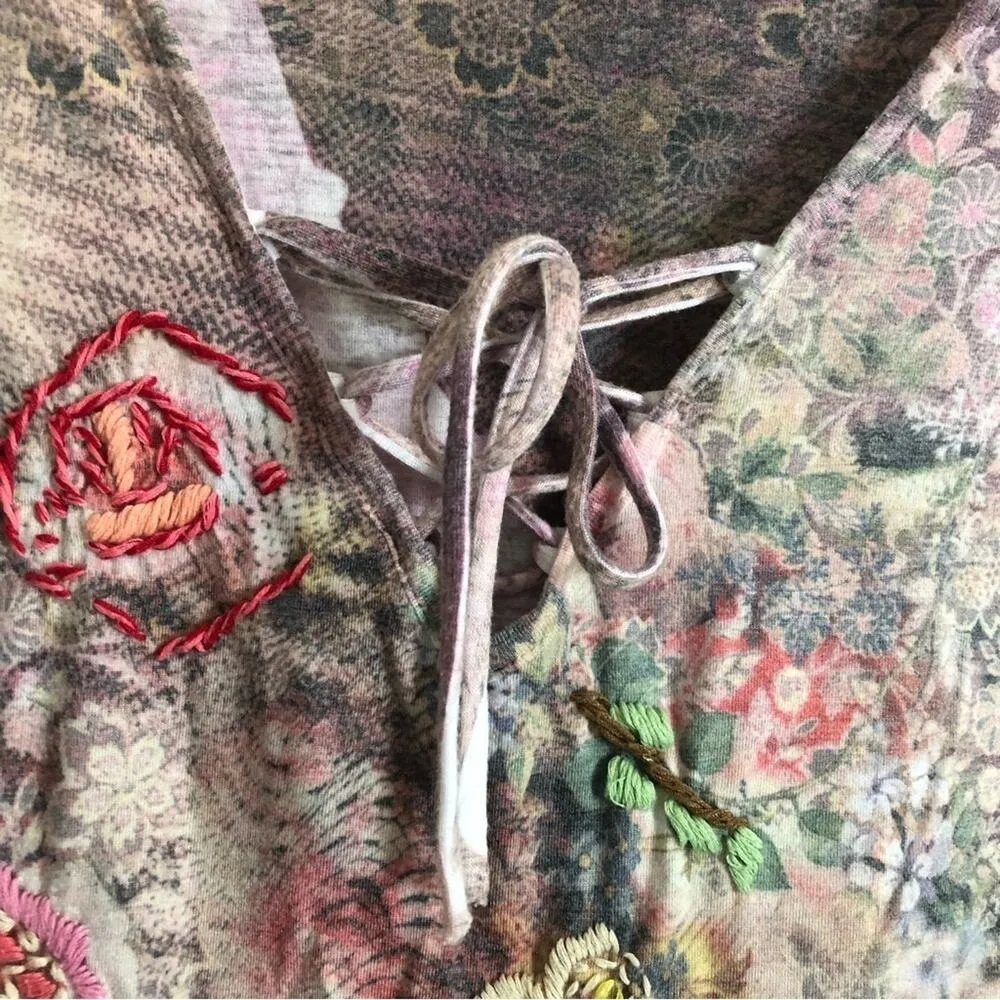 Goa Los Angeles Embroidered Bohemian Long Bell Sleeve V - Image 2