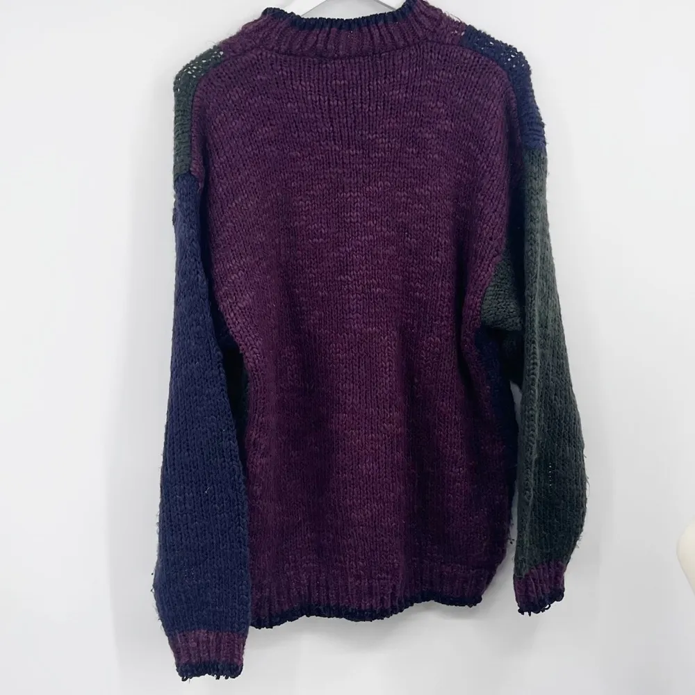 Vintage 90s Jewel Tone cable Knit Grandma Sweater Size XL - Image 5