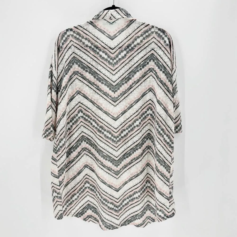 Maurice’s pink black chevron open front longline sweater kimono western summer - Image 2