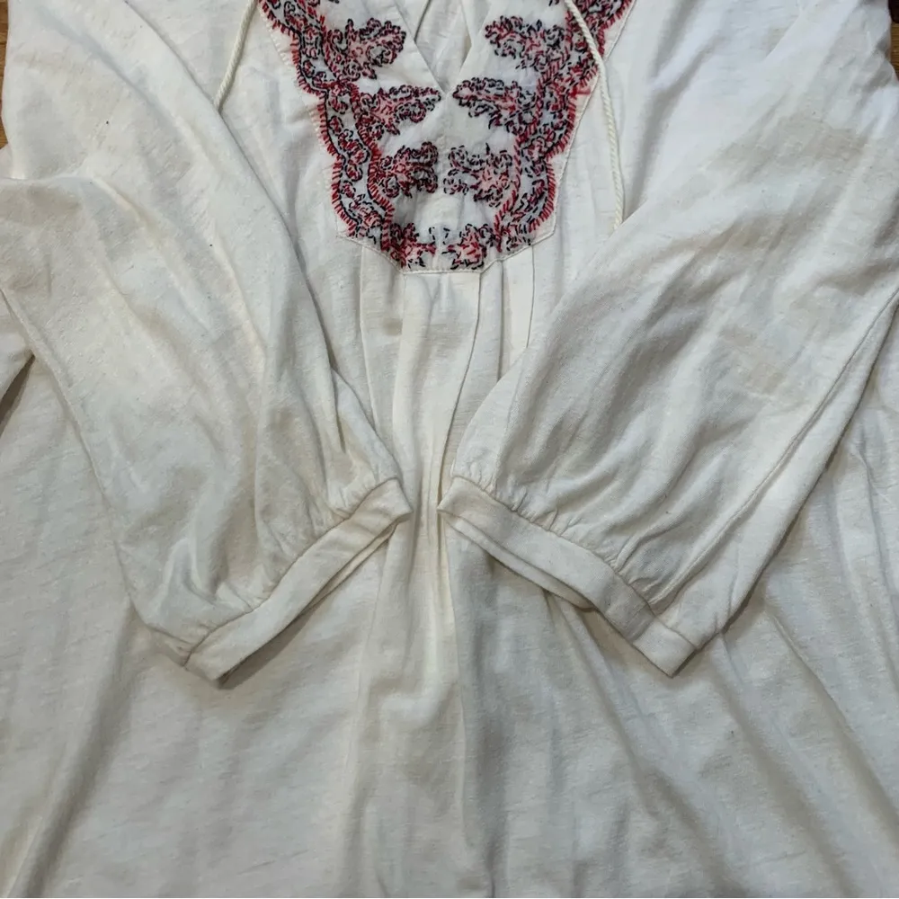 Juicy Couture Pam Gela Biscuit #5 Embroidered 3/4 Sleeve Tunic Blouse Large NWT - Image 4