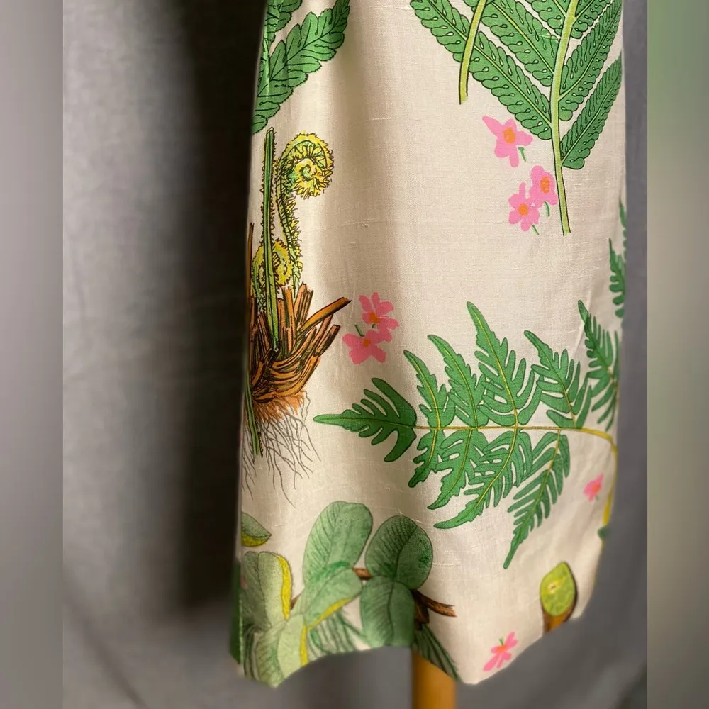Amazing Vintage 1960s Fern And flower Plant Shift Sleeveless dress _ Size Small Green - Image 6