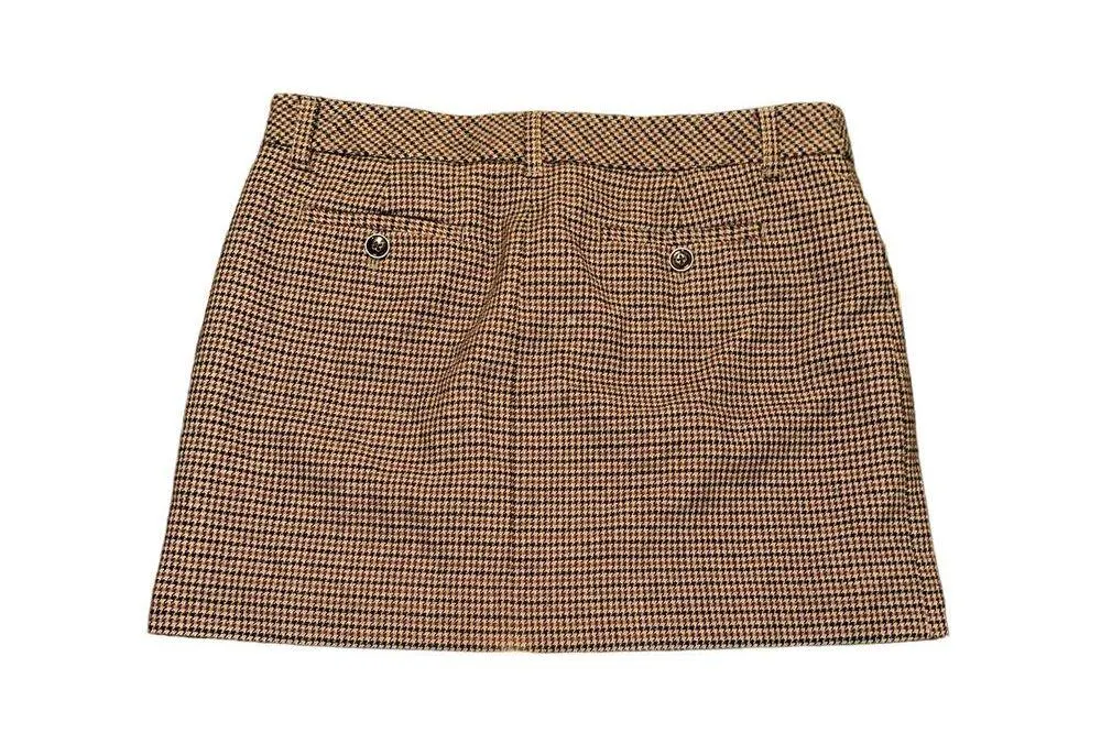 Eddie Bauer Women's Plaid Skirt Tan Black Red Petite 10 Wool - Image 2
