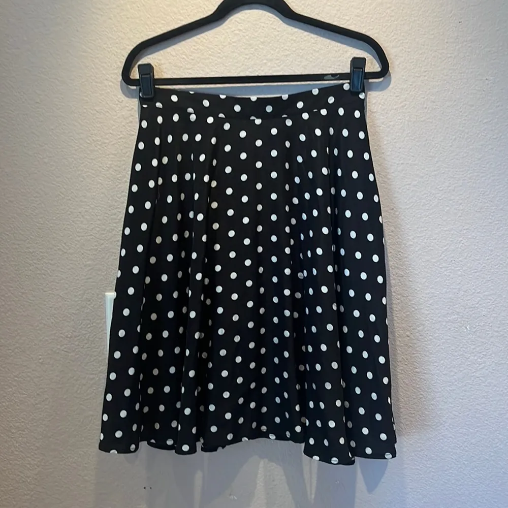 Women’s Black and White Polka Dot Skirt Size Large - Image 2