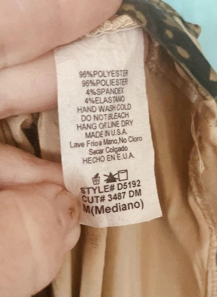 Ladies Bronze Boho Animal Print Sleeveless Beaded Body Con Dress Size Medium - Image 3