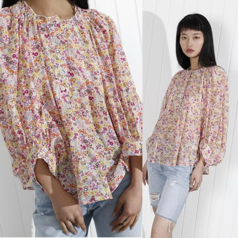 APiece Apart  Everlasting Floral Top Slipper Size 0 XS‎ Pink Feminine Romantic - Image 2