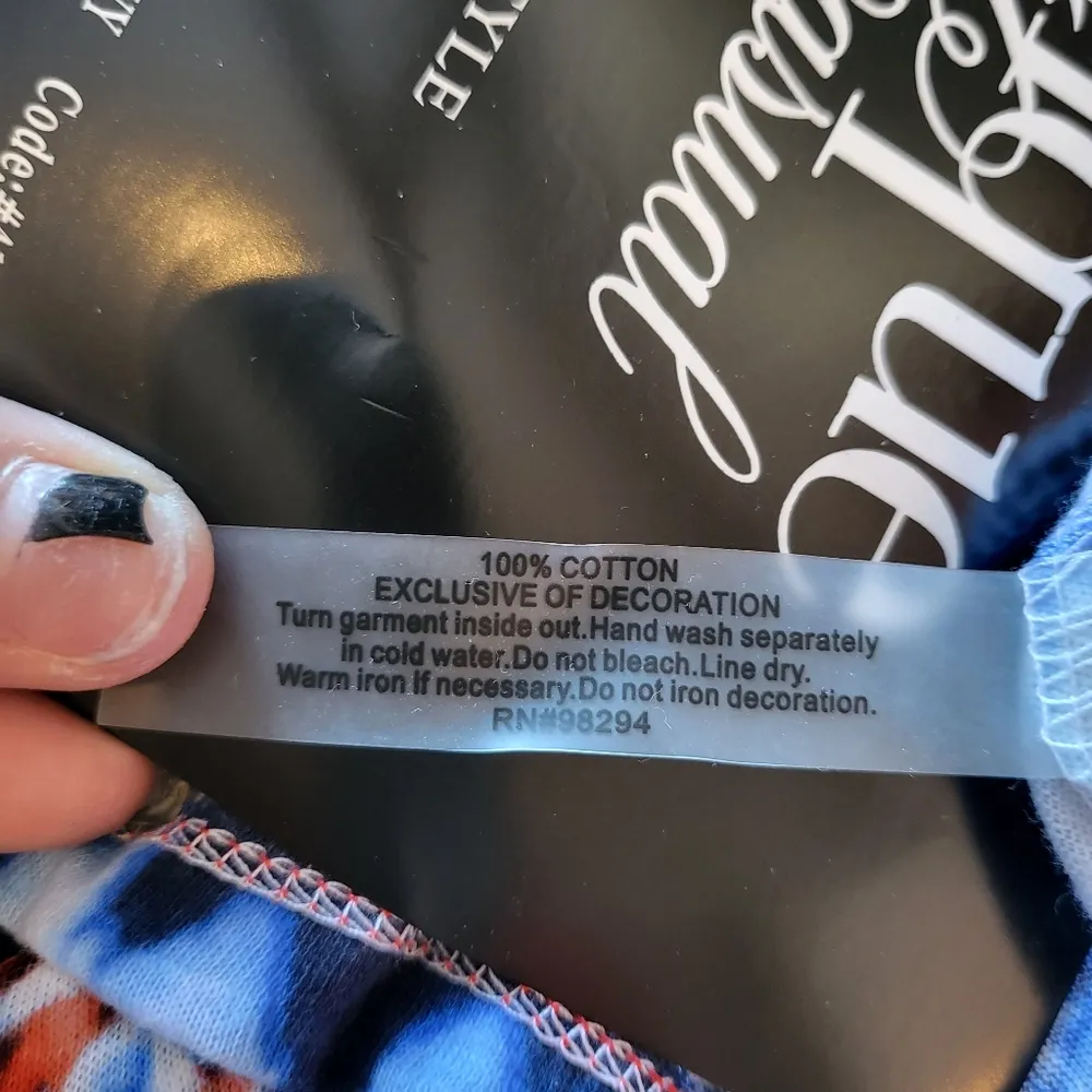 Onque Casual Red, White & Blue Tie Dye Statue of Liberty Tank Top Size Large - Image 6