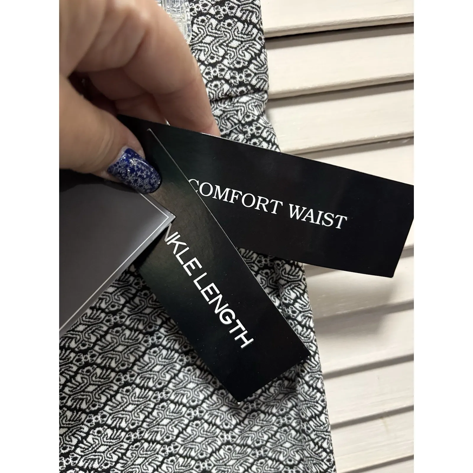 89th & Madison Ankle Skinny Dress Pants Bro Cade Elastic Band Size S Mid Rise Black - Image 6