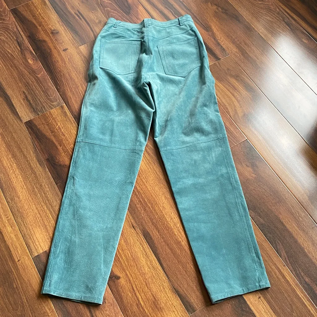 Lauren Ralph Lauren Leather Suede Teal Straight Pants - Image 4
