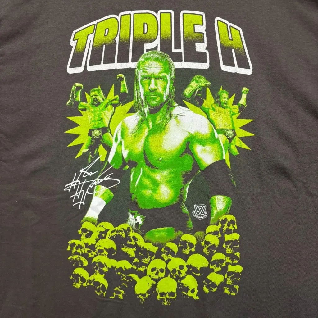 Triple H The Game Neon Skull Graveyard WWE Promo T-Shirt 3X  - Image 2
