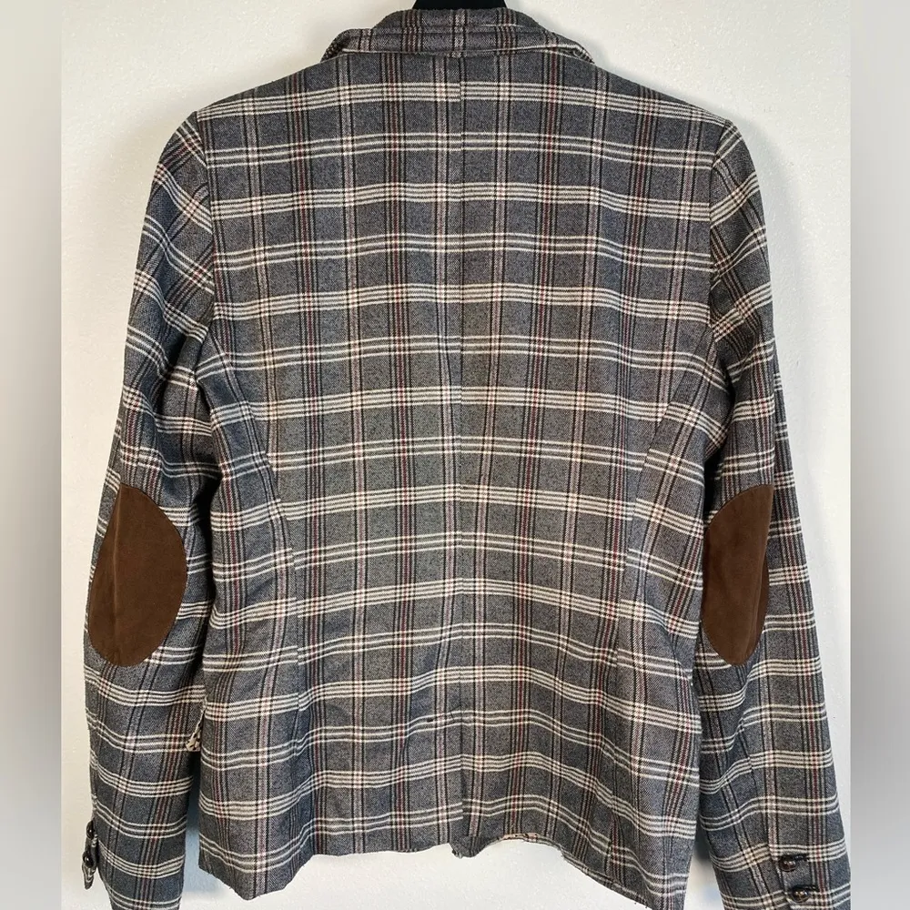 Women Plaid Blazer Gray Size L - Image 4