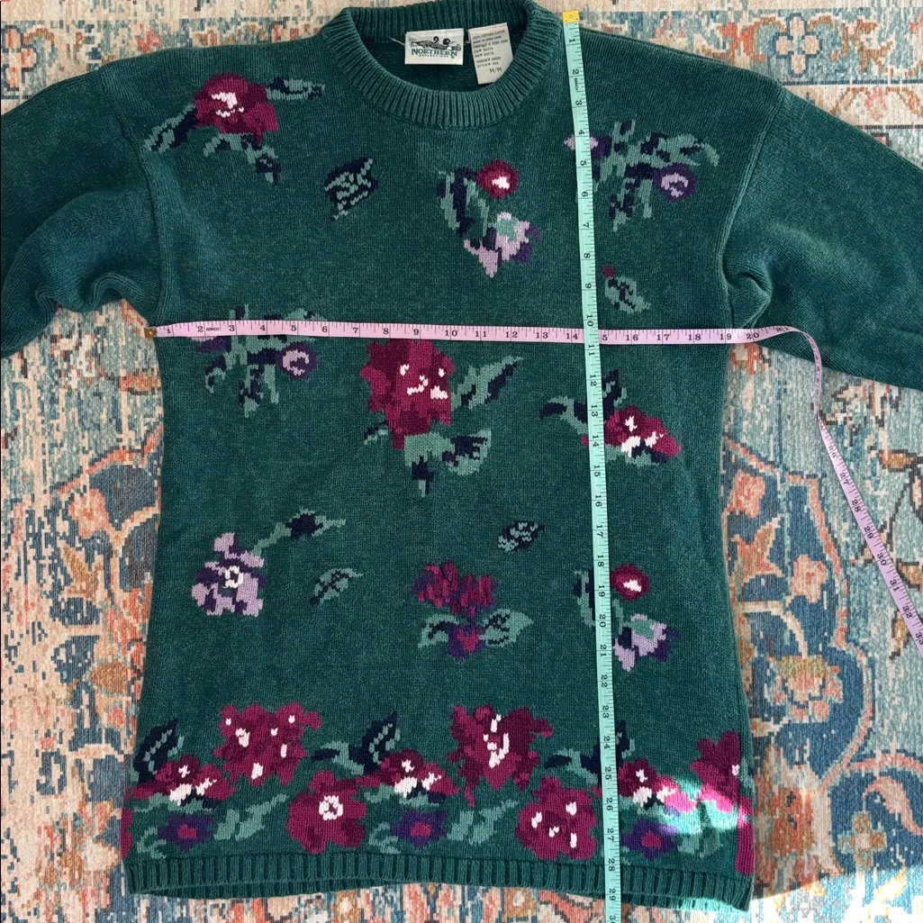Vintage Northern Reflections Floral Sweater 100% Cotton Cottagecore Grandmacore - Image 9