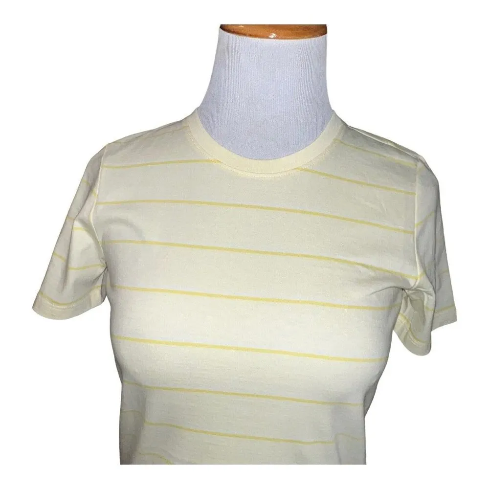 Everlane The Organic Cotton Crew Neck T Shirt Yellow Stripe Women Size Small New - Image 3