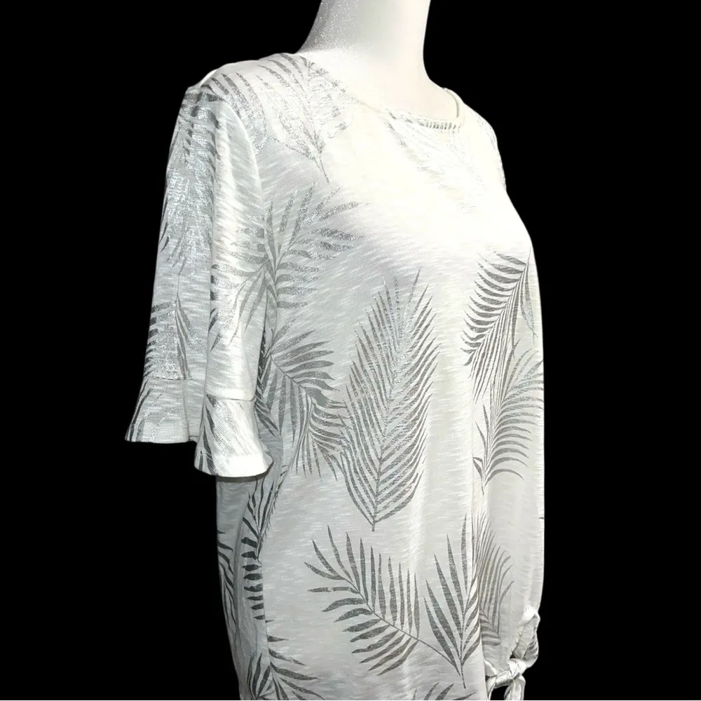 silver and white tie side hem top Size M - Image 5