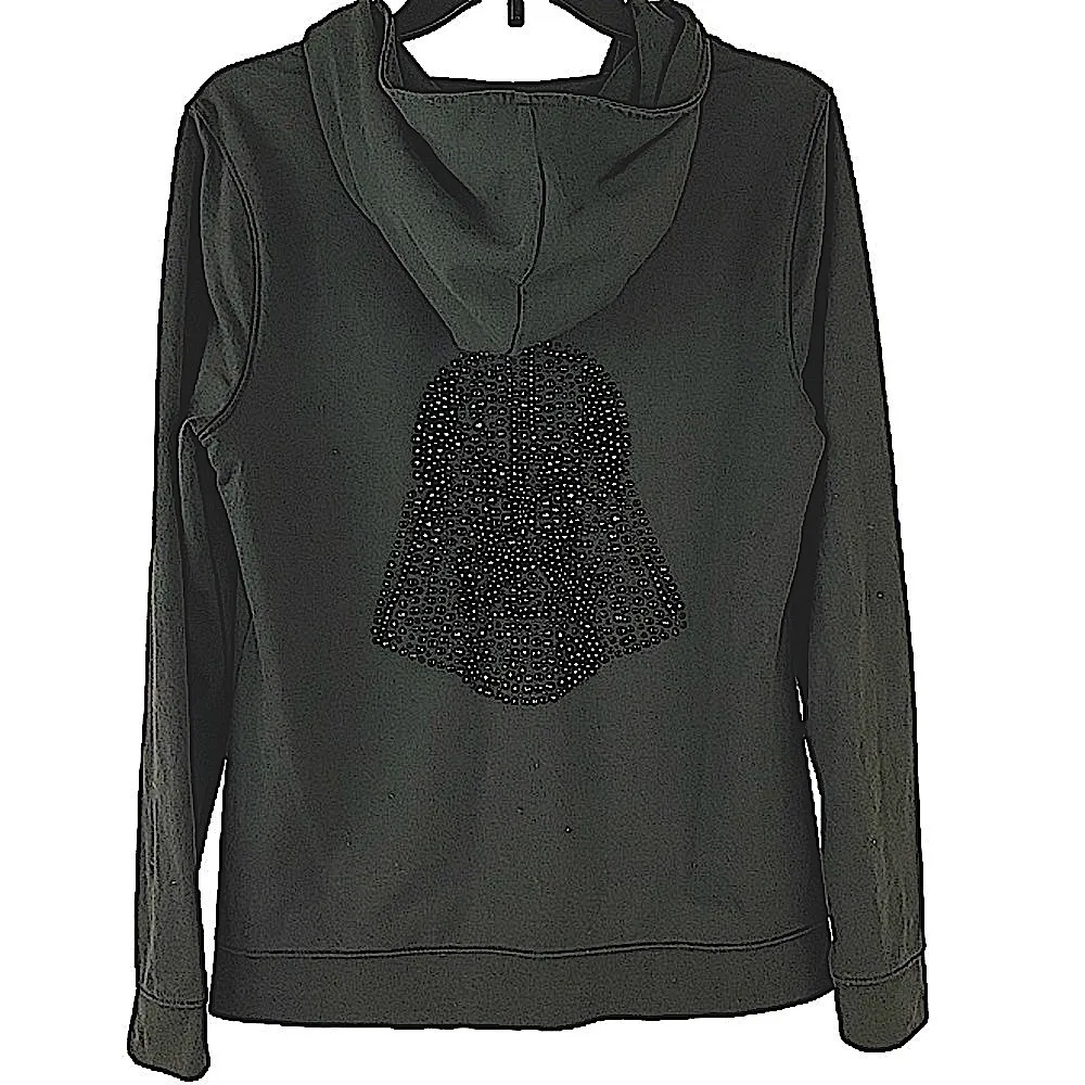 Star Wars Darth Vader Jeweled Hoodie by Rock & Republic Dark Gray Zip Front - Image 2