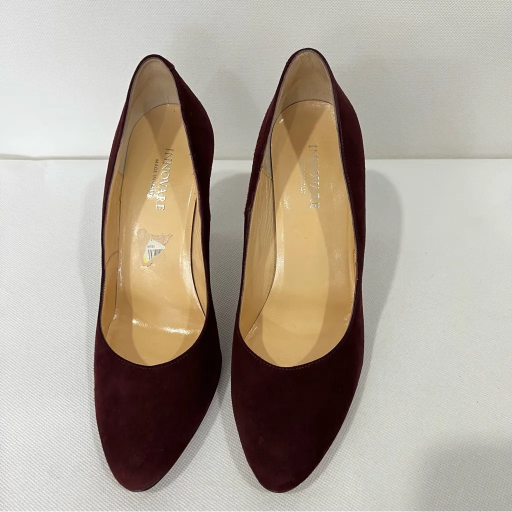 Innovare made Italy Pump Heels Size 36 (6) Elegant Dark Burgundy Maroon Suede Red - Image 2