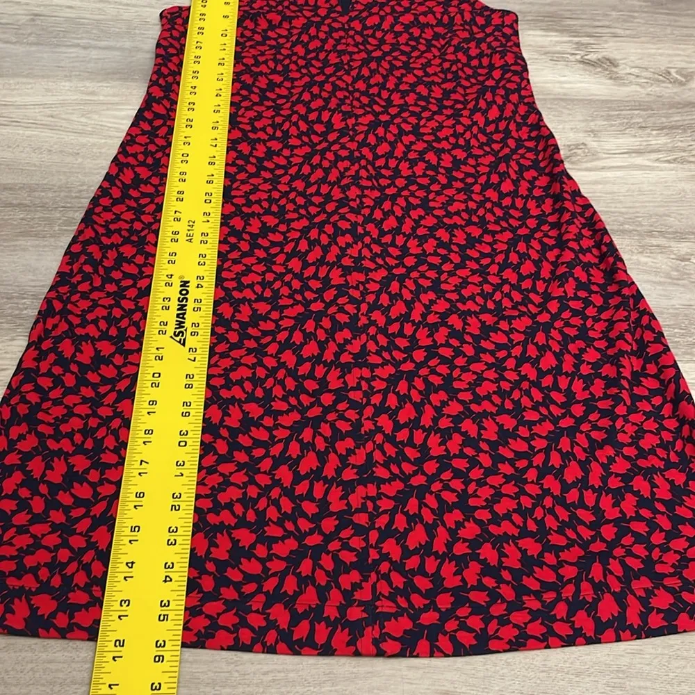 Red & Blue Floral Print Sleeveless A-Line Zip Back V-Neck Dress Size 2 - Image 16