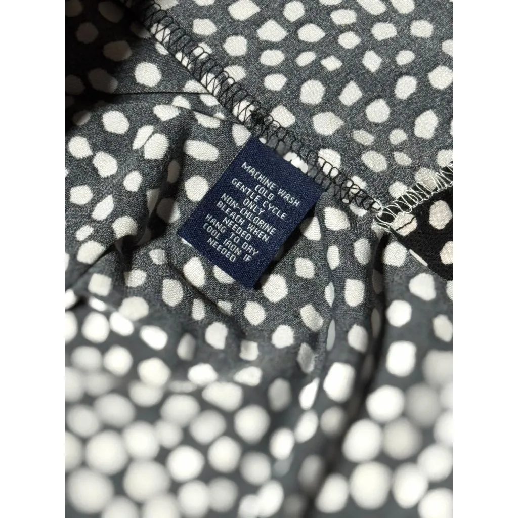 NEW Chaps Womens Sheath Midi Ruched Dress L Black White Polka Dot Stretch Should - Image 10