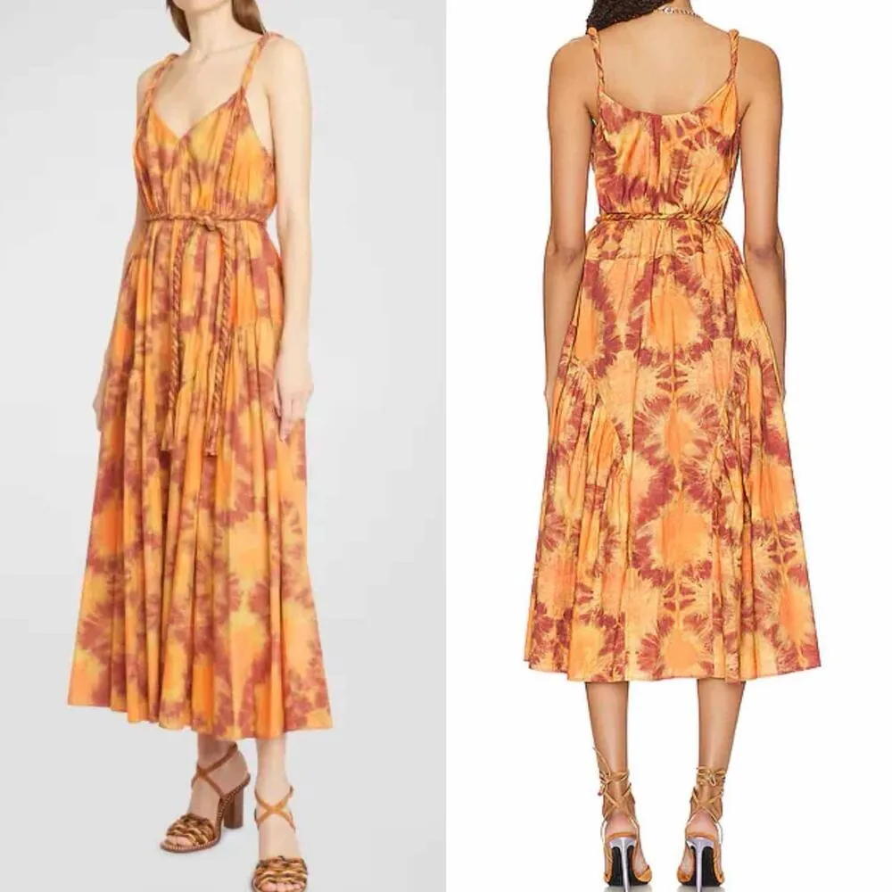 Ulla Johnson Valentina Braided Tie Belt  Midi Dress in Red Topaz Size US 6 - Image 14