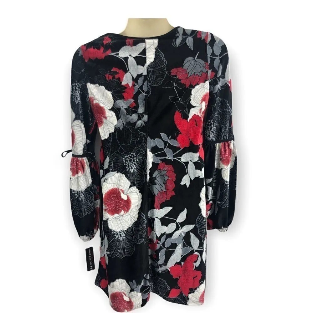 New Madison Leigh red black floral velvet dress - Image 3