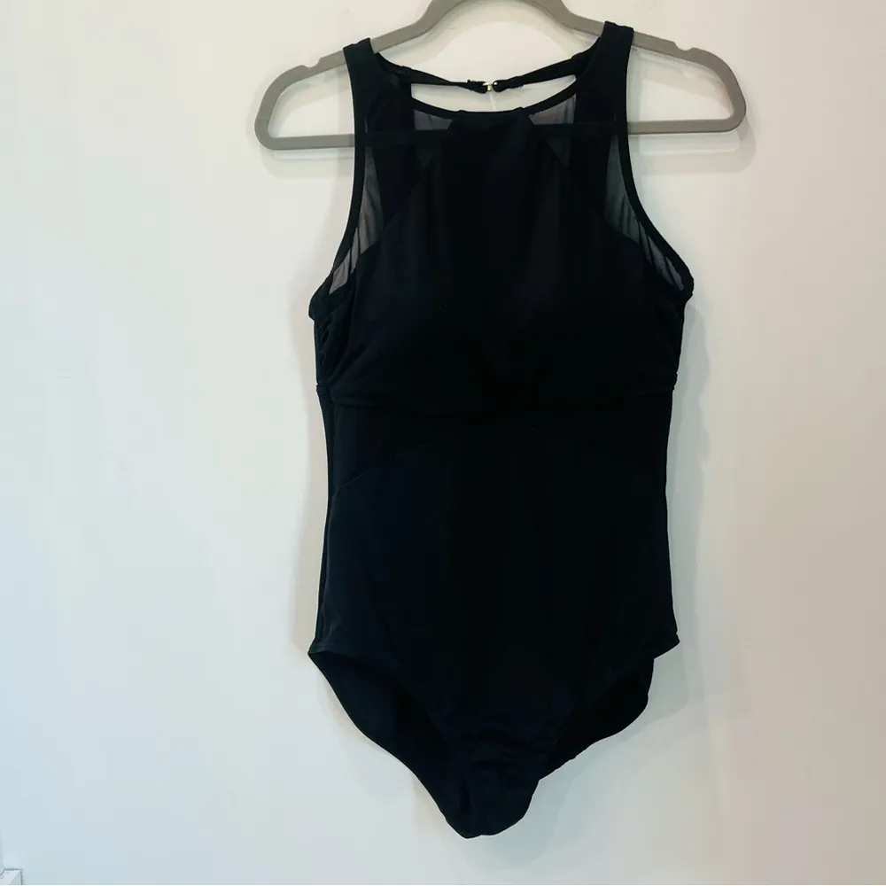 Dreamsuit Miracle Brand Slimming Mesh High Neck One Piece Swim size 12 Black - Image 2