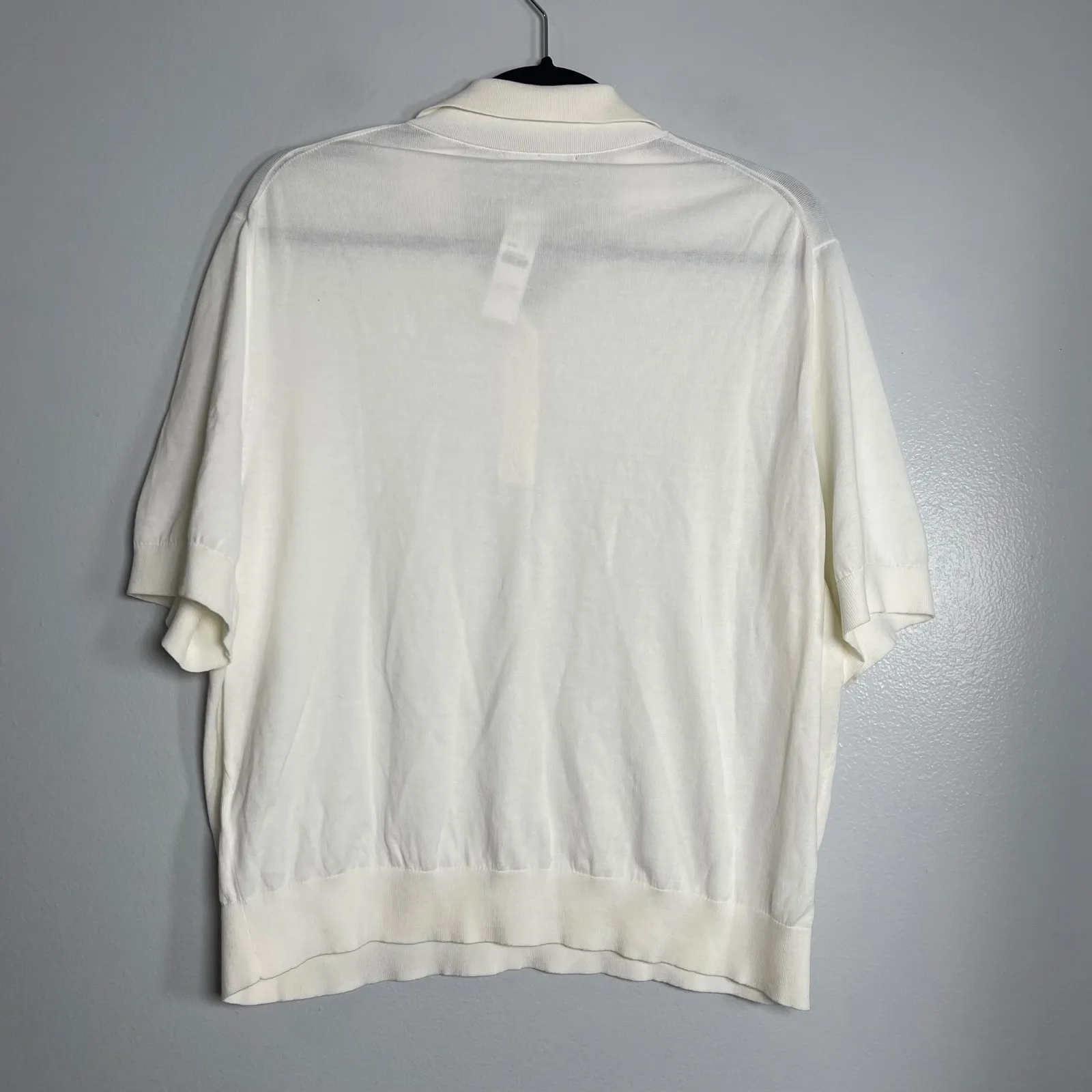 J.CREW Short-sleeve Sweater-Polo Size XXL Ivory NEW Ultra-fine Cotton CG911 - Image 6