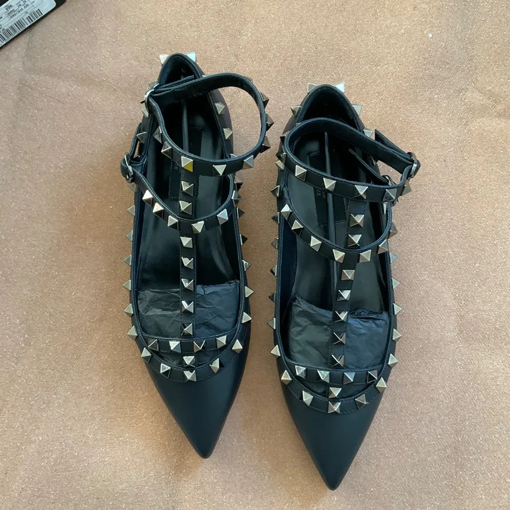 NWT VALENTINO GARAVANI ballerina black rockstud flats EU36.5 US6.5 - Image 2