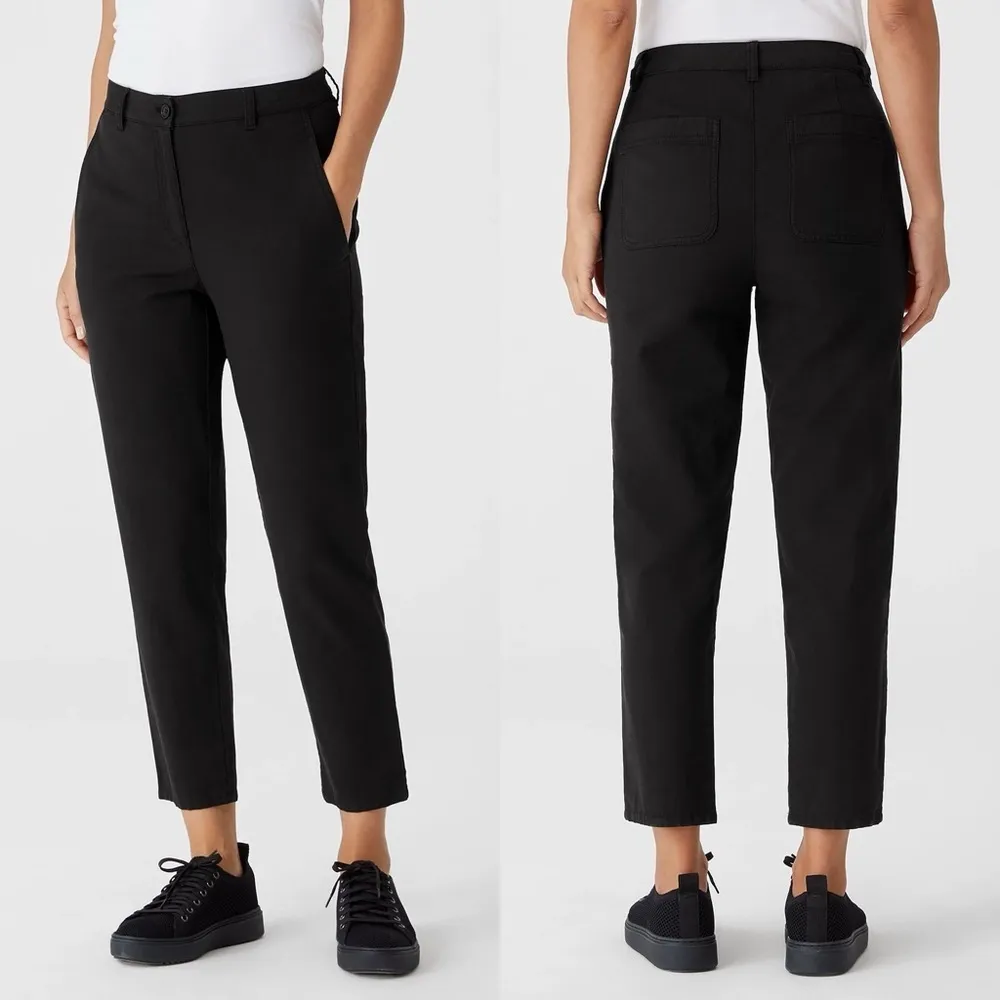 Eileen Fisher Black High Waisted Cotton Hemp Tapered Ankle Pant Size 22 NWT - Image 2