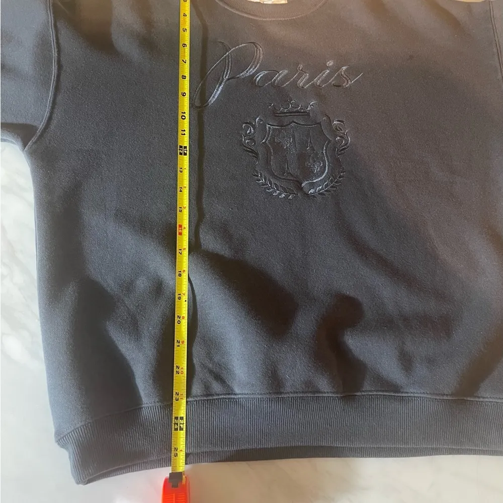 State Of Mine Women's Size M Paris Embroidered Gray Sweater Ribbed Casual Size M - Image 6